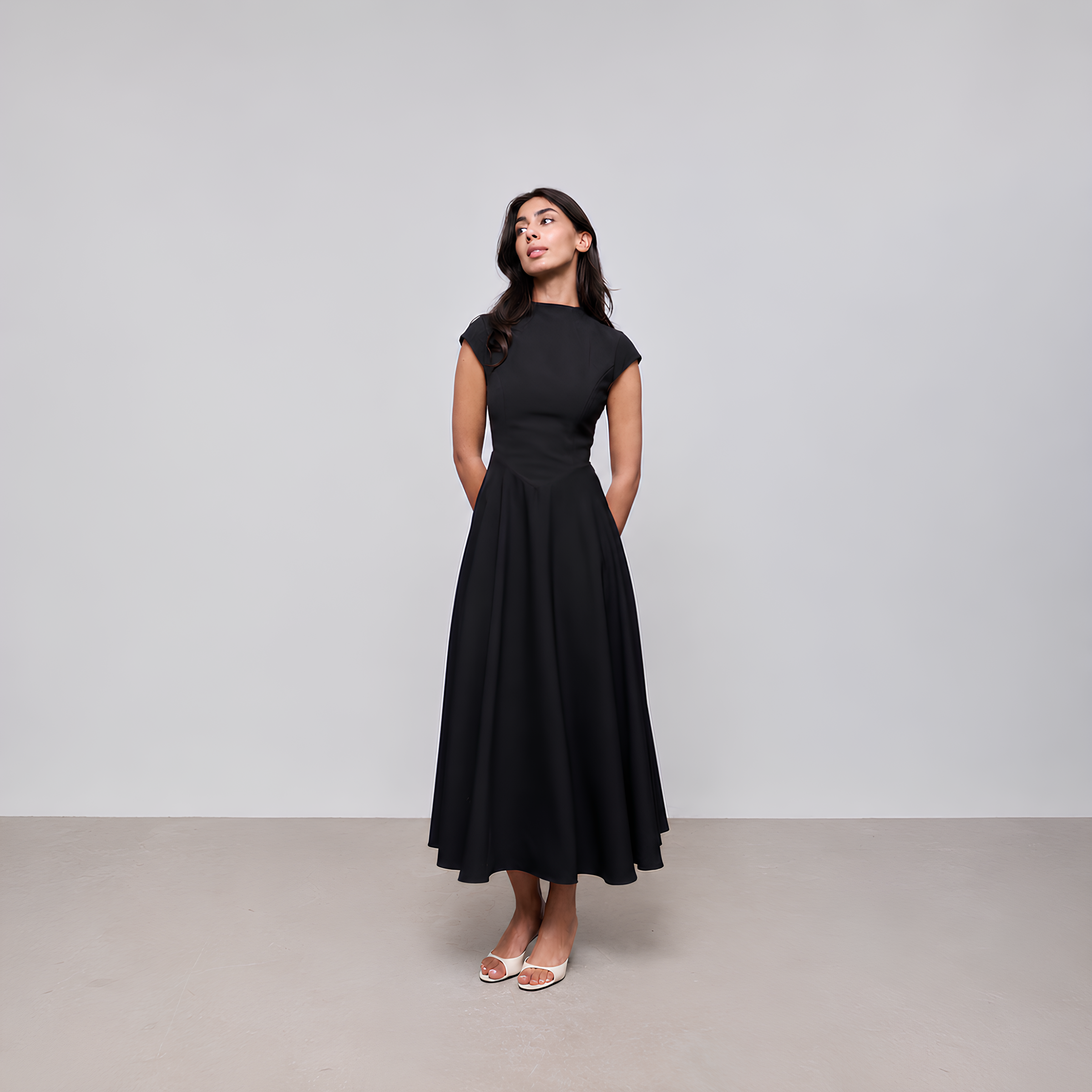 Cap Sleeve Midi Dress Vella