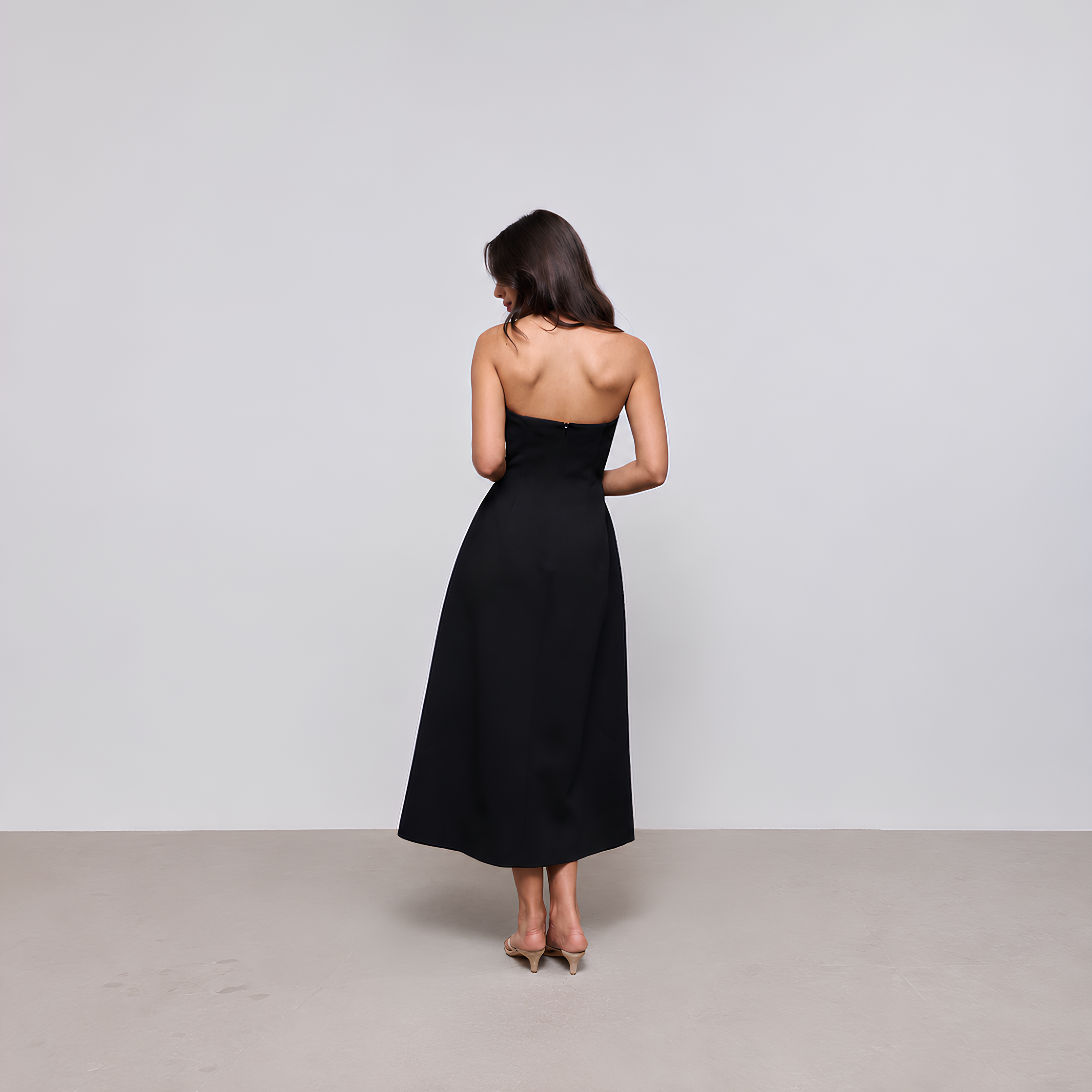 Cotton Blend Halter Midi Dress