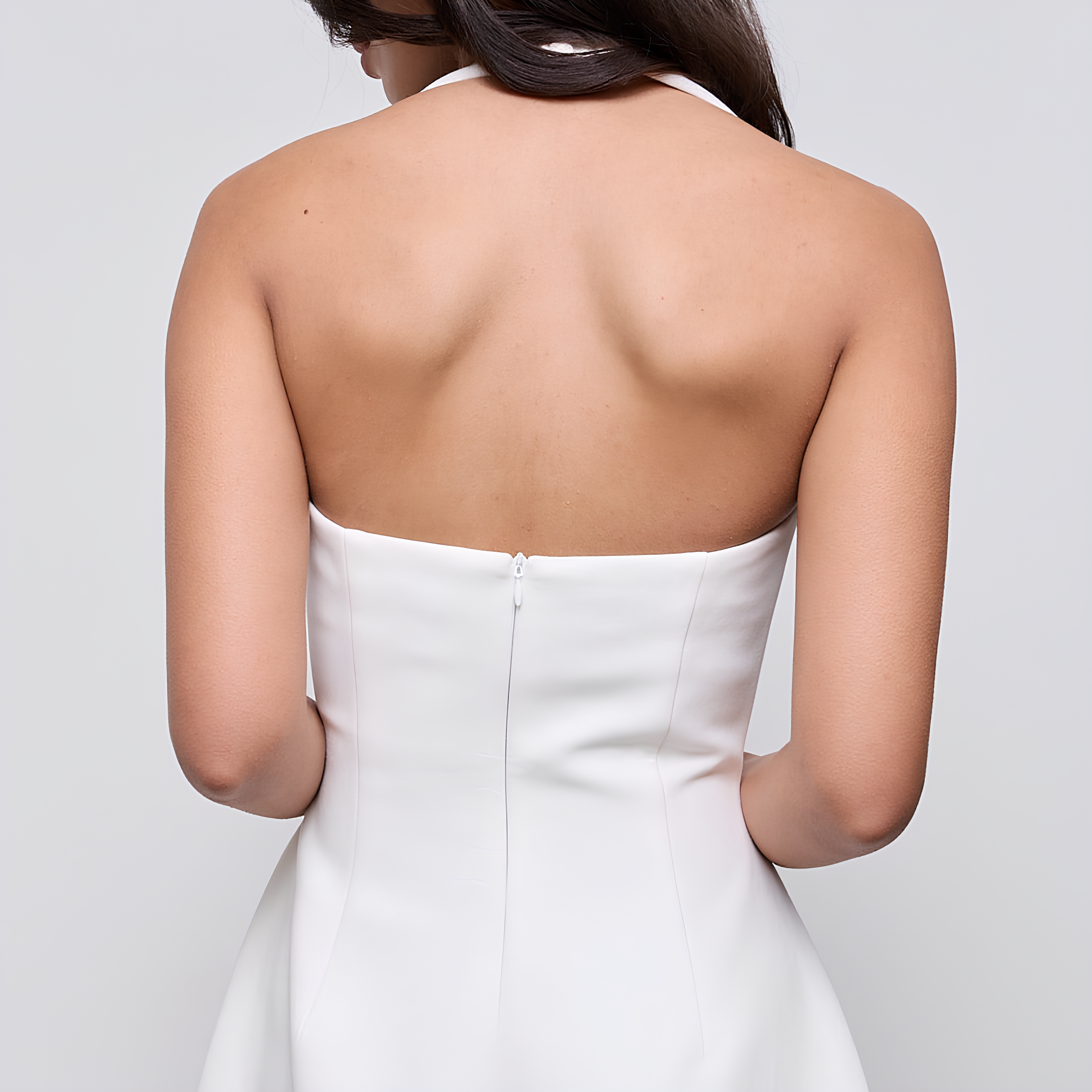Cotton Blend Halter Midi Dress