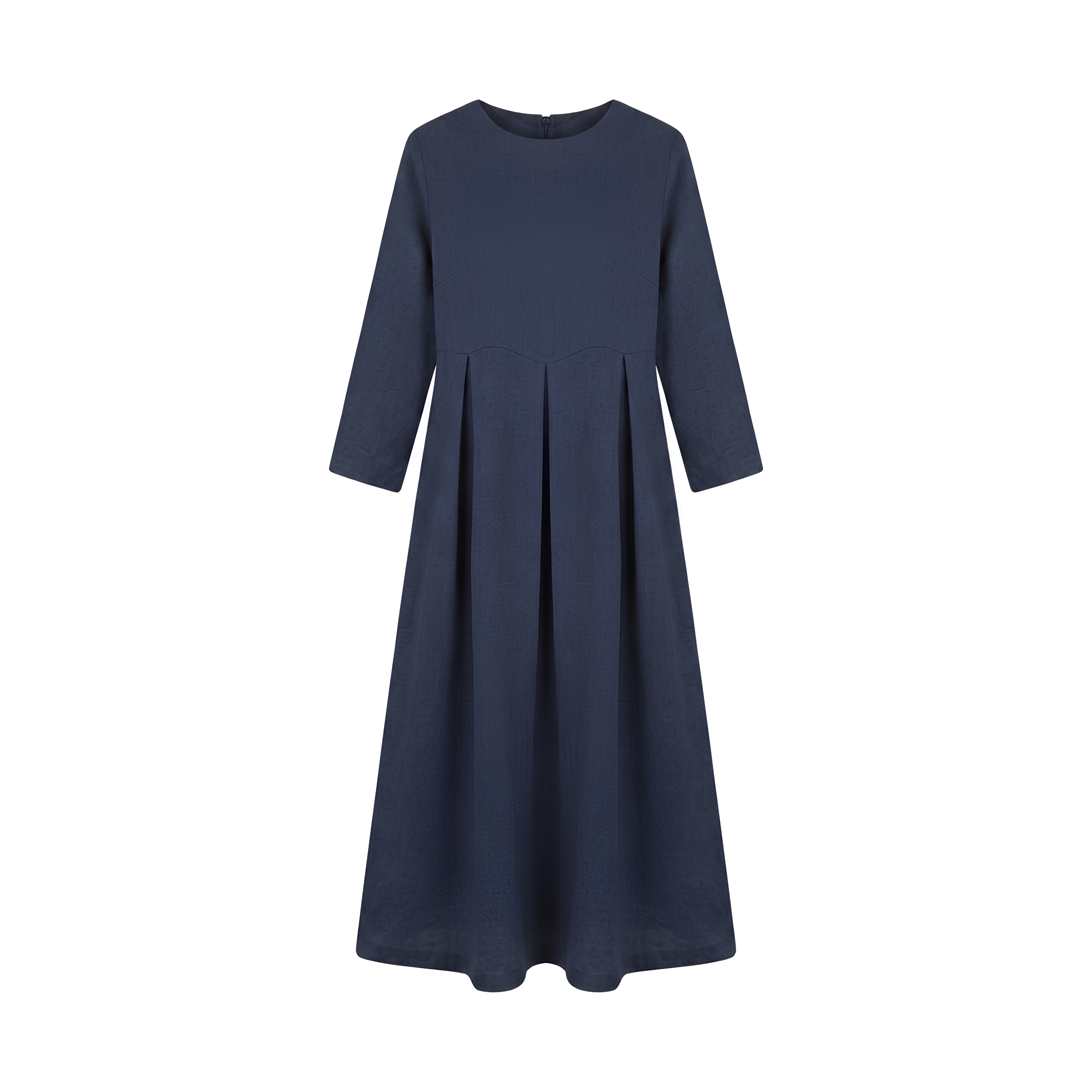 Pleated Linen Midi Dress