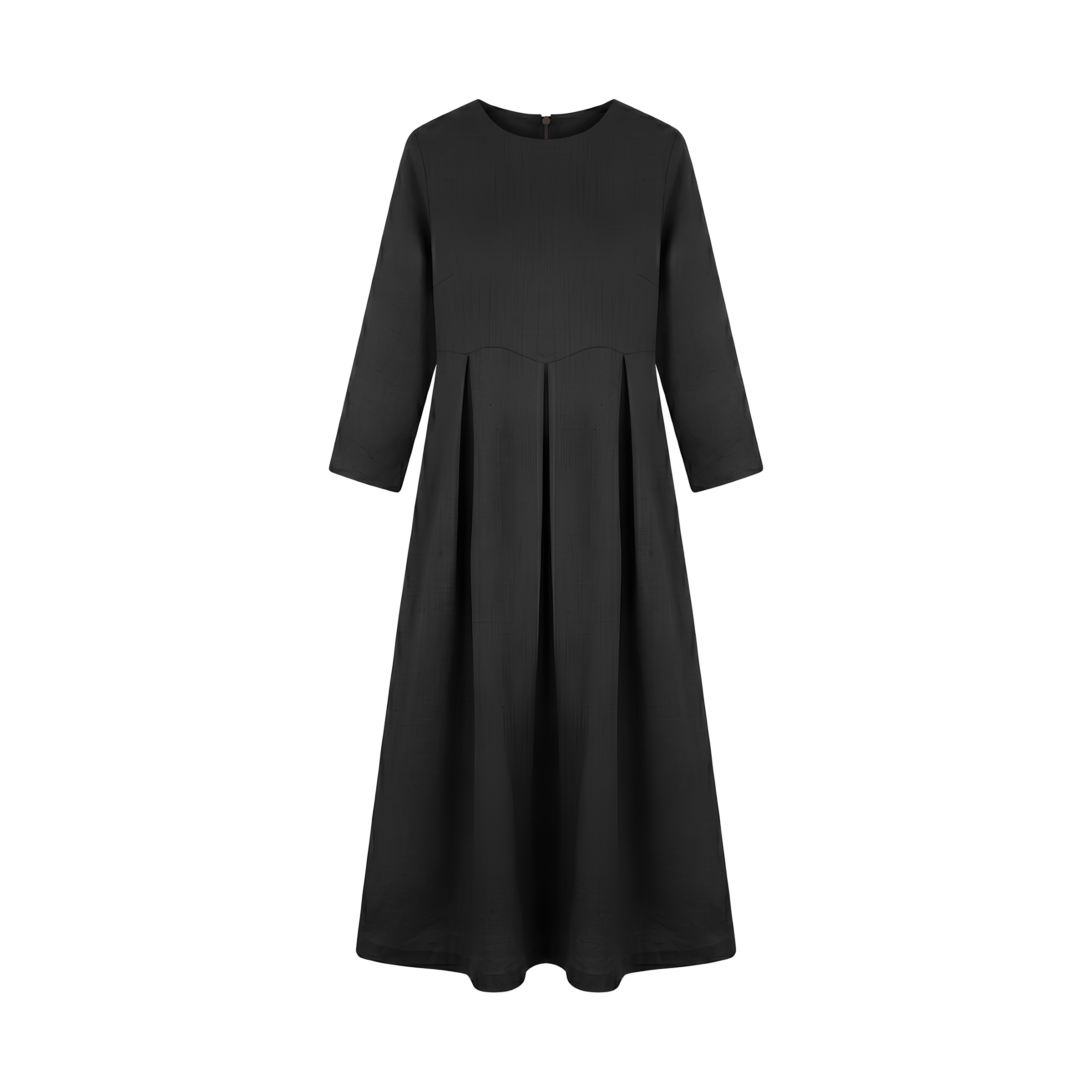 Pleated Linen Midi Dress