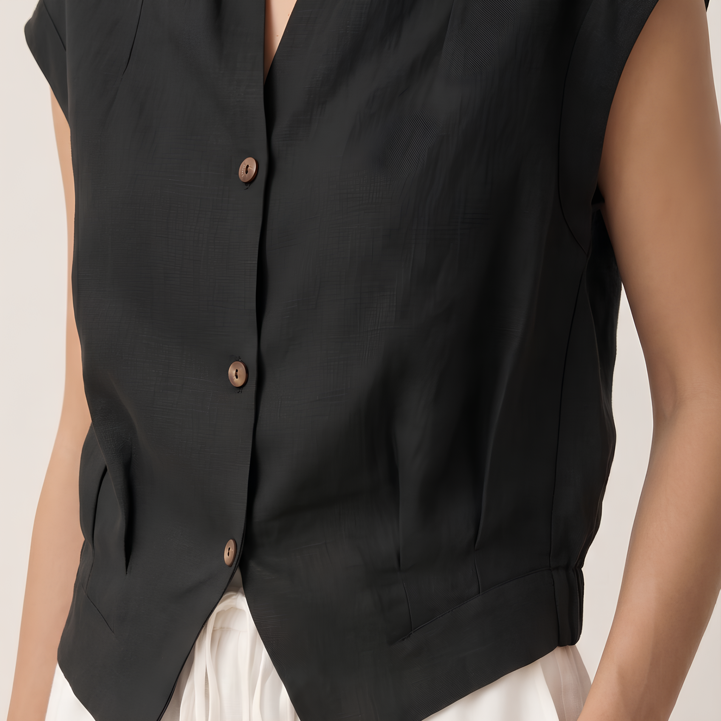 Surplice Linen Cropped Shirt