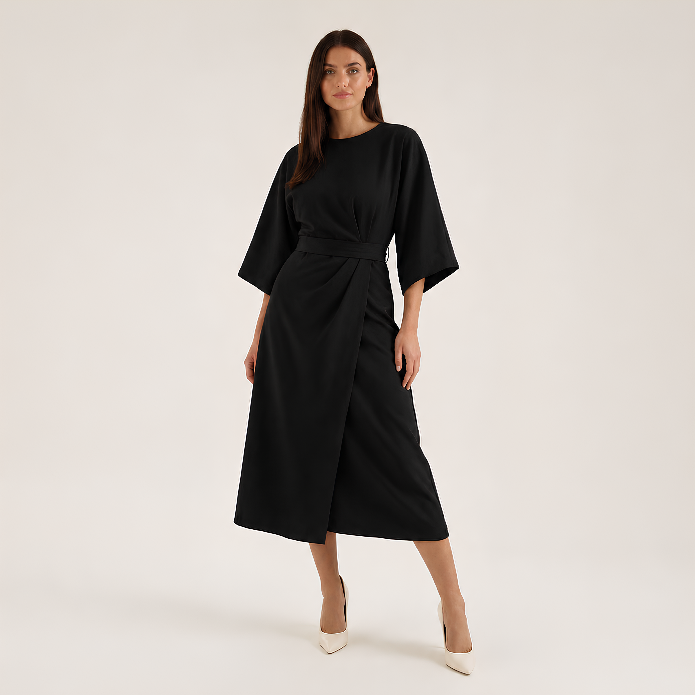 Balloon Sleeve Midi Dress