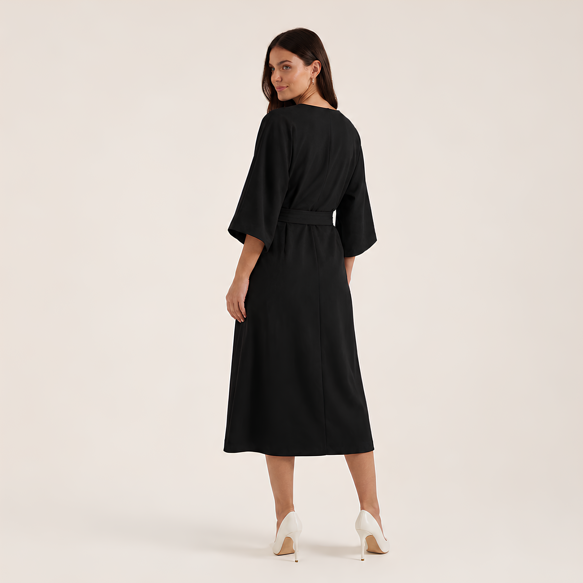 Balloon Sleeve Midi Dress