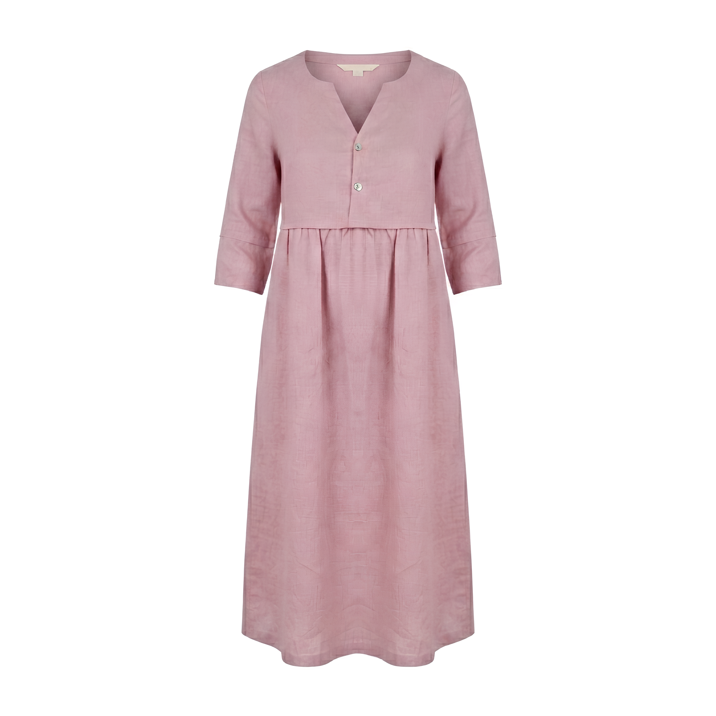 Button Waist Linen Midi Dress