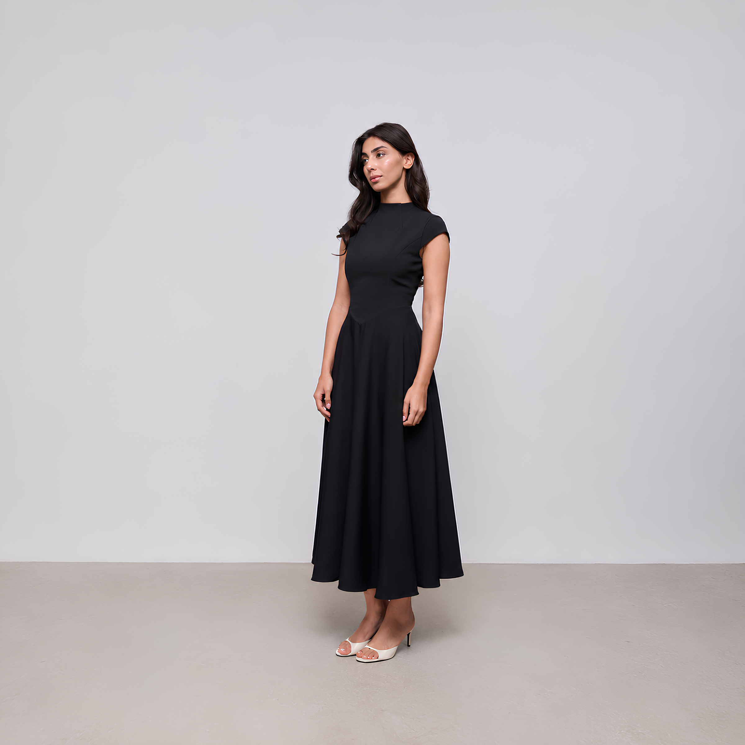 Cap Sleeve Midi Dress Vella