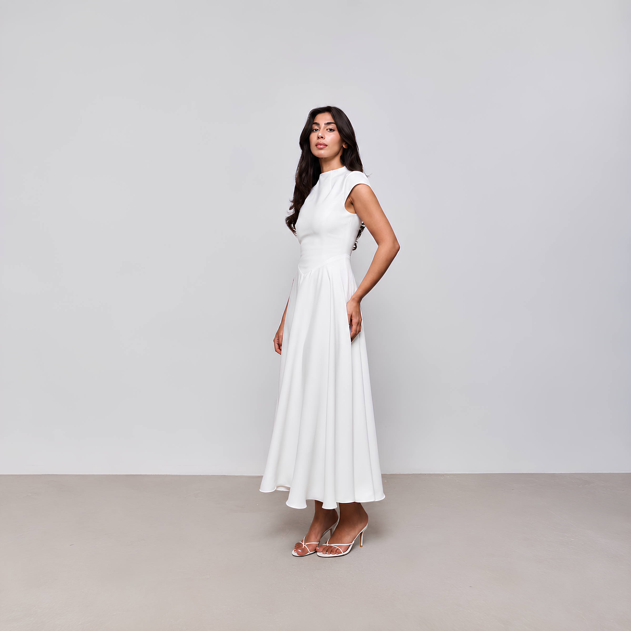 Cap Sleeve Midi Dress Vella