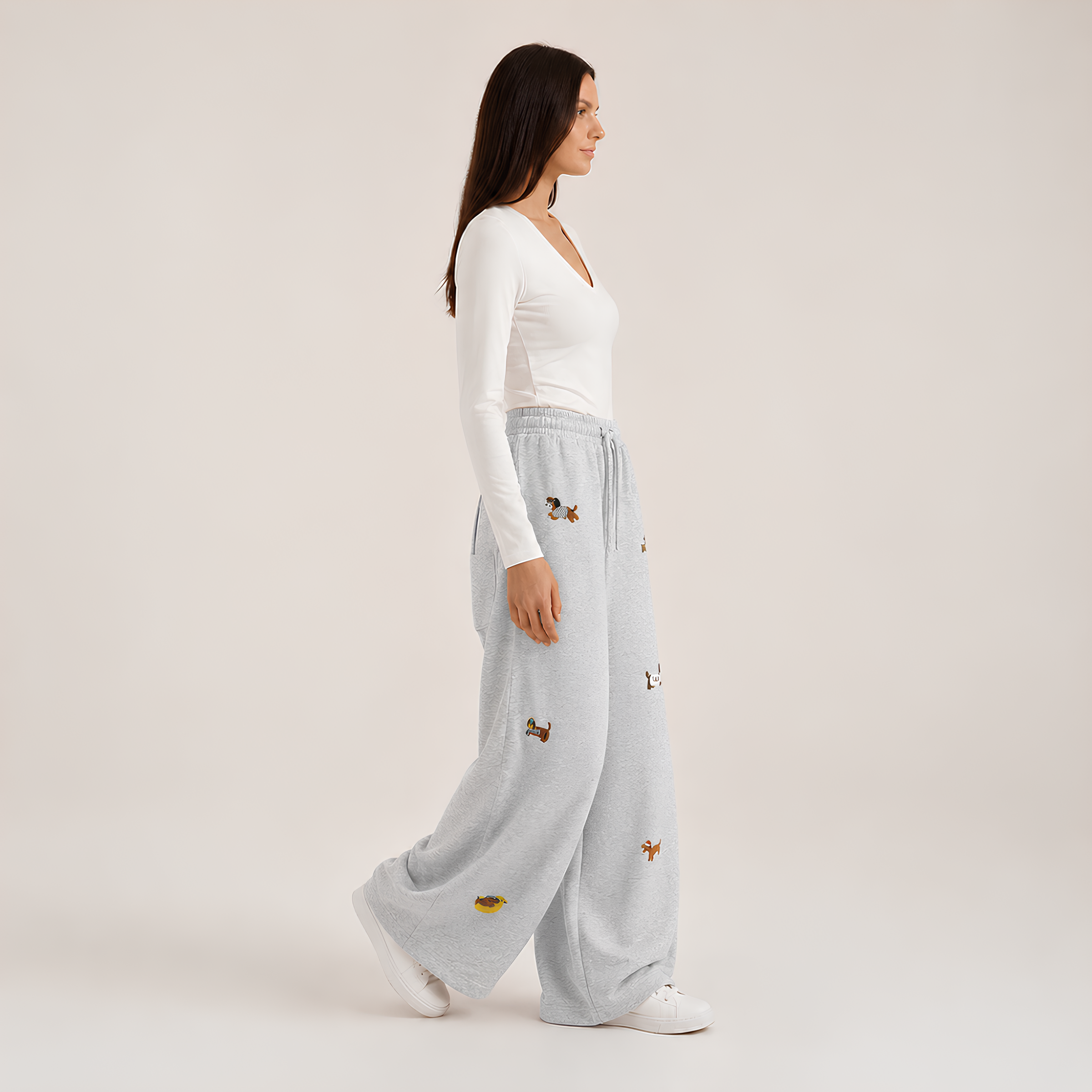 Embroidered Pups Barrel Lounge Trousers