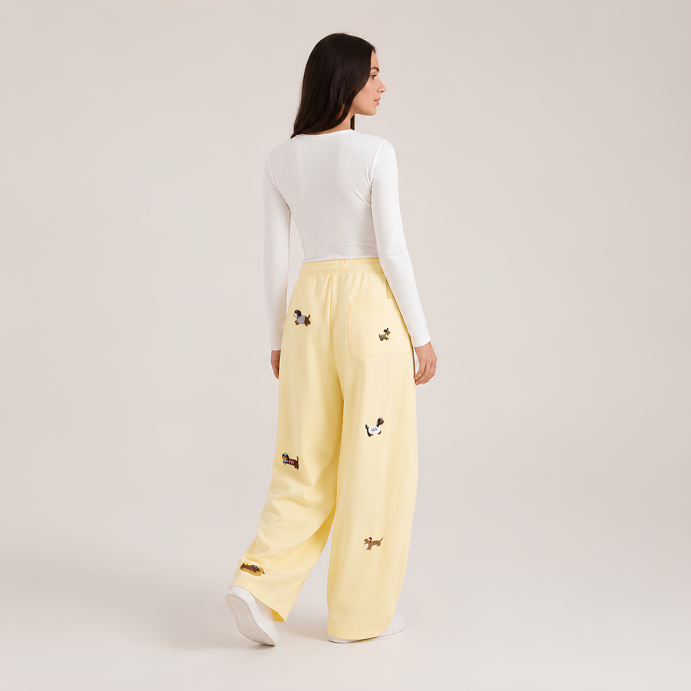 Embroidered Pups Barrel Lounge Trousers