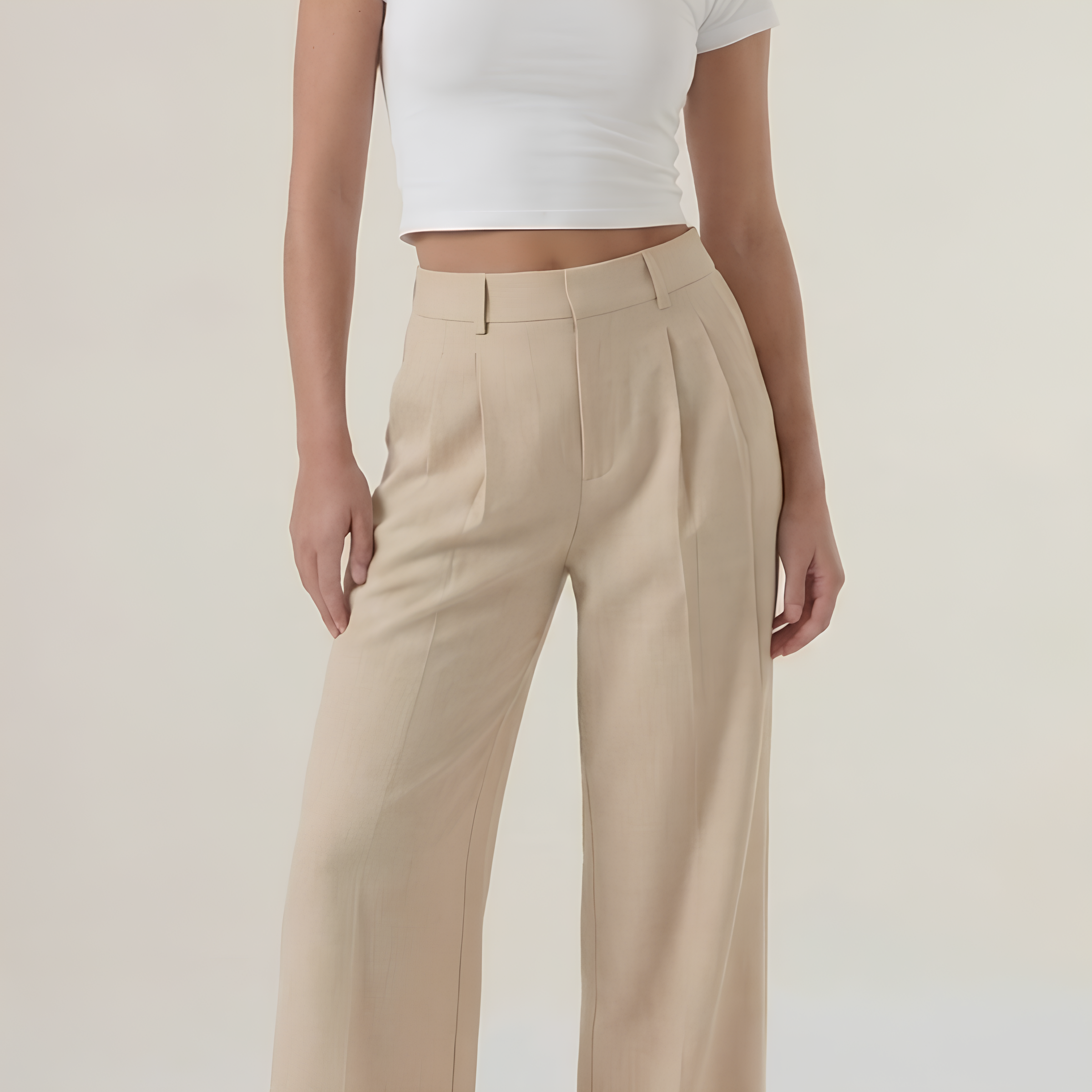 High Waist Linen Blend Pants