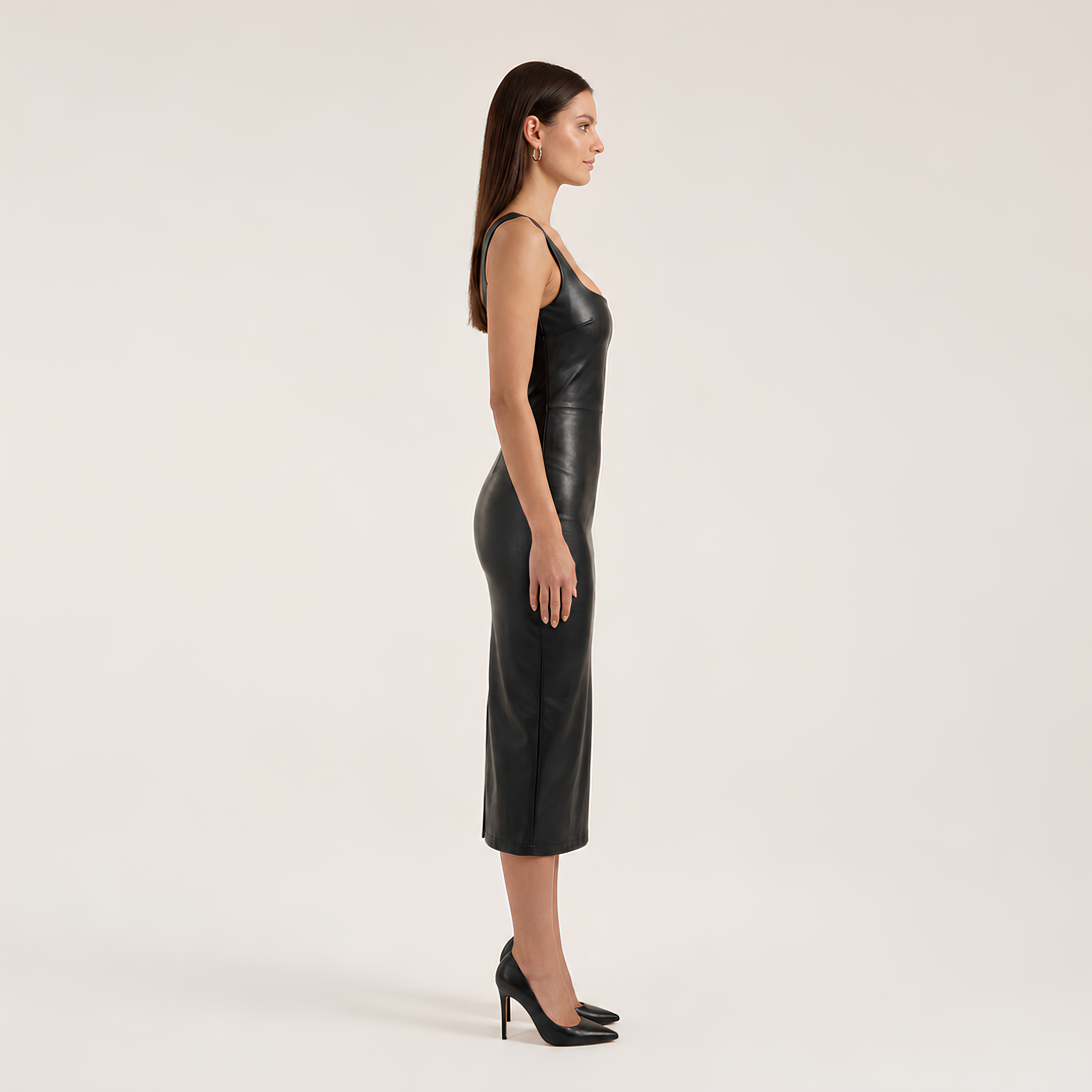 Leather Bodycon Midi Dress
