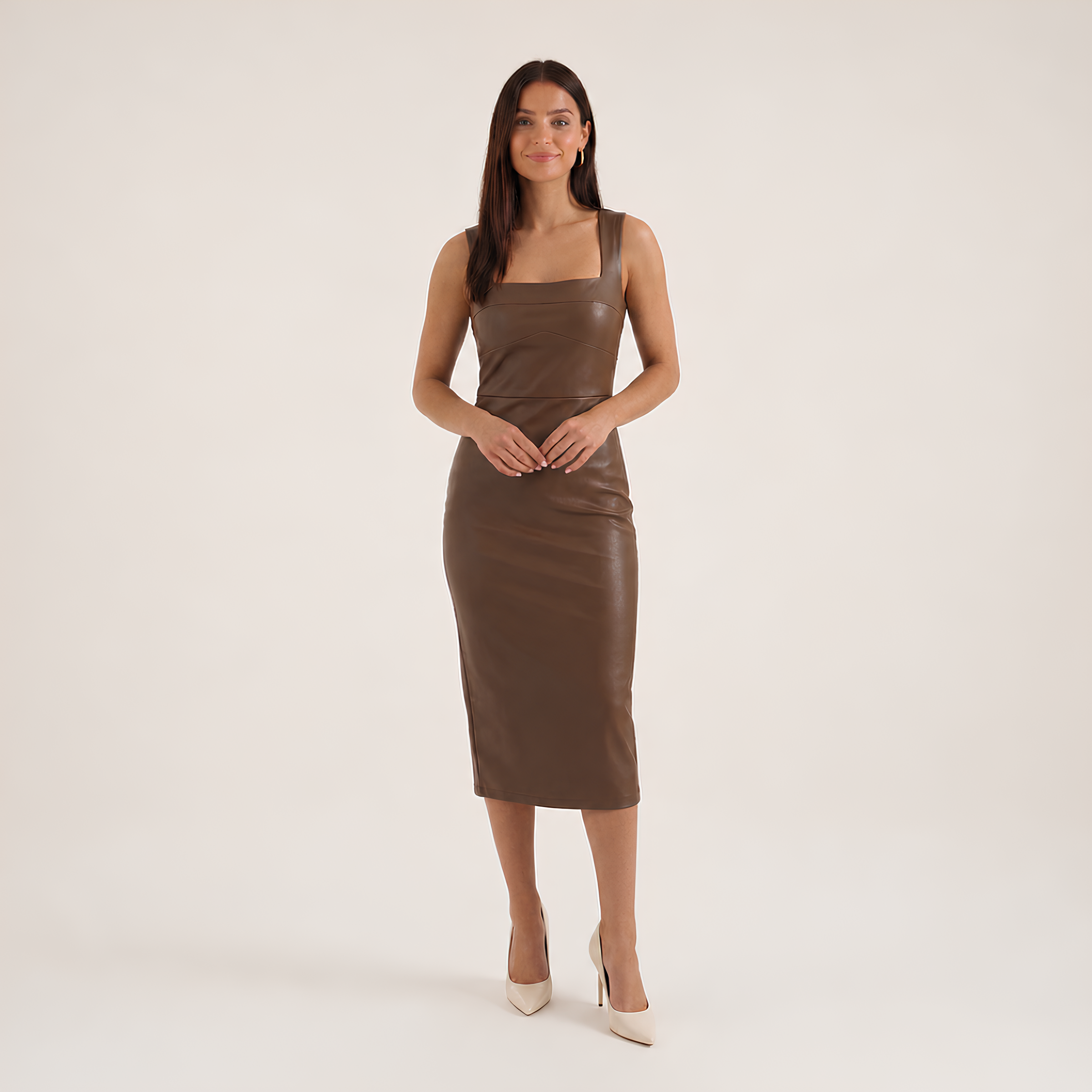 Leather Bodycon Midi Dress