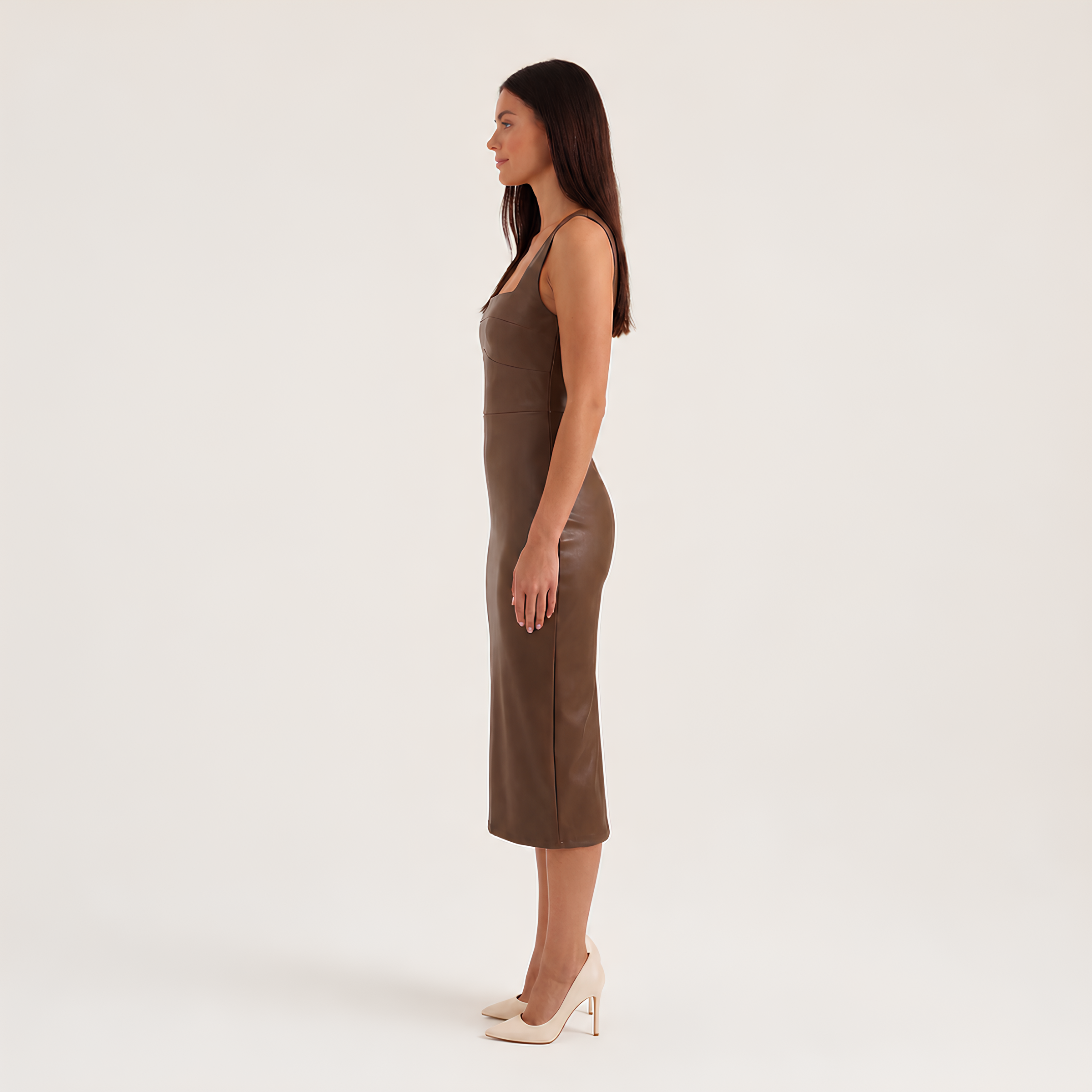 Leather Bodycon Midi Dress
