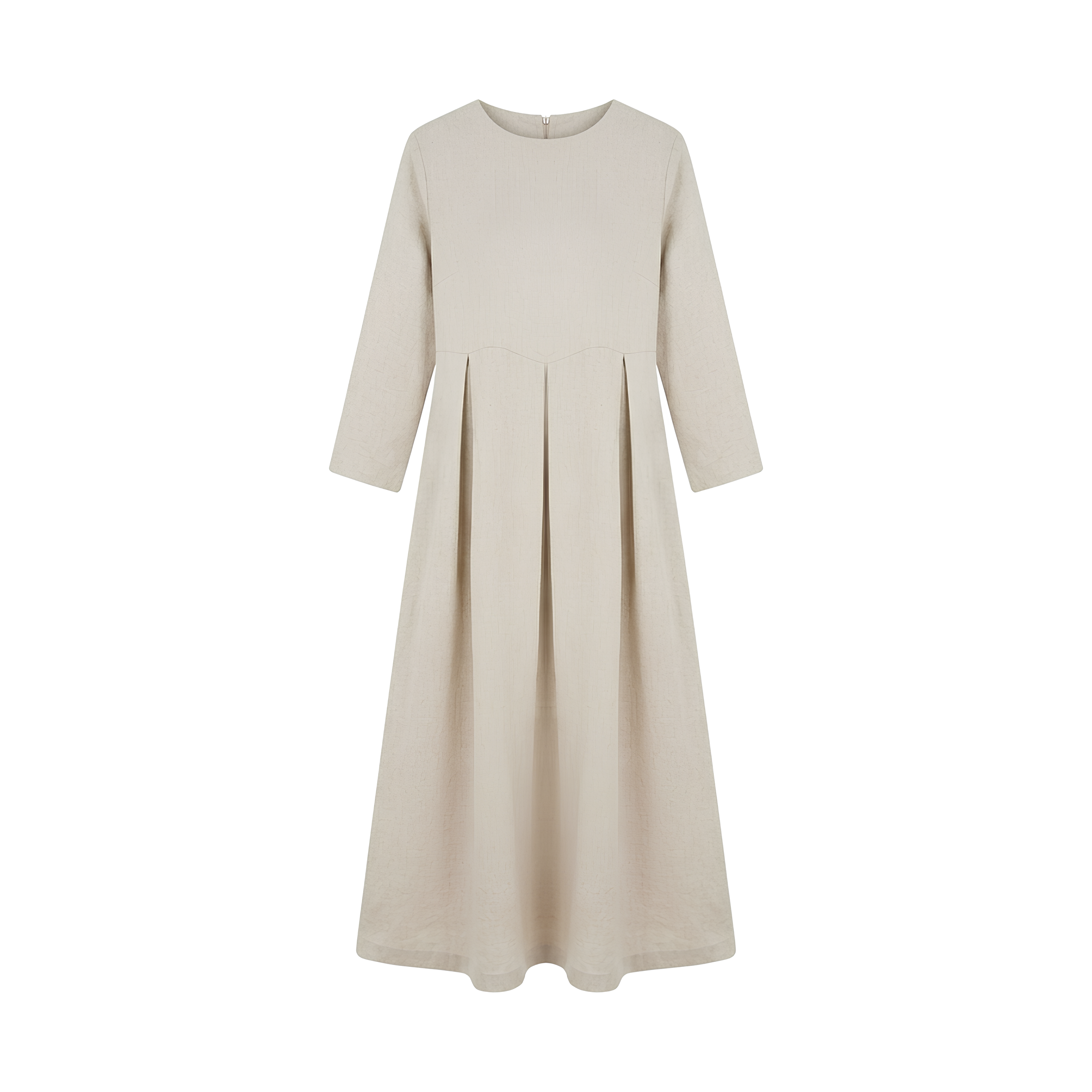 Pleated Linen Midi Dress