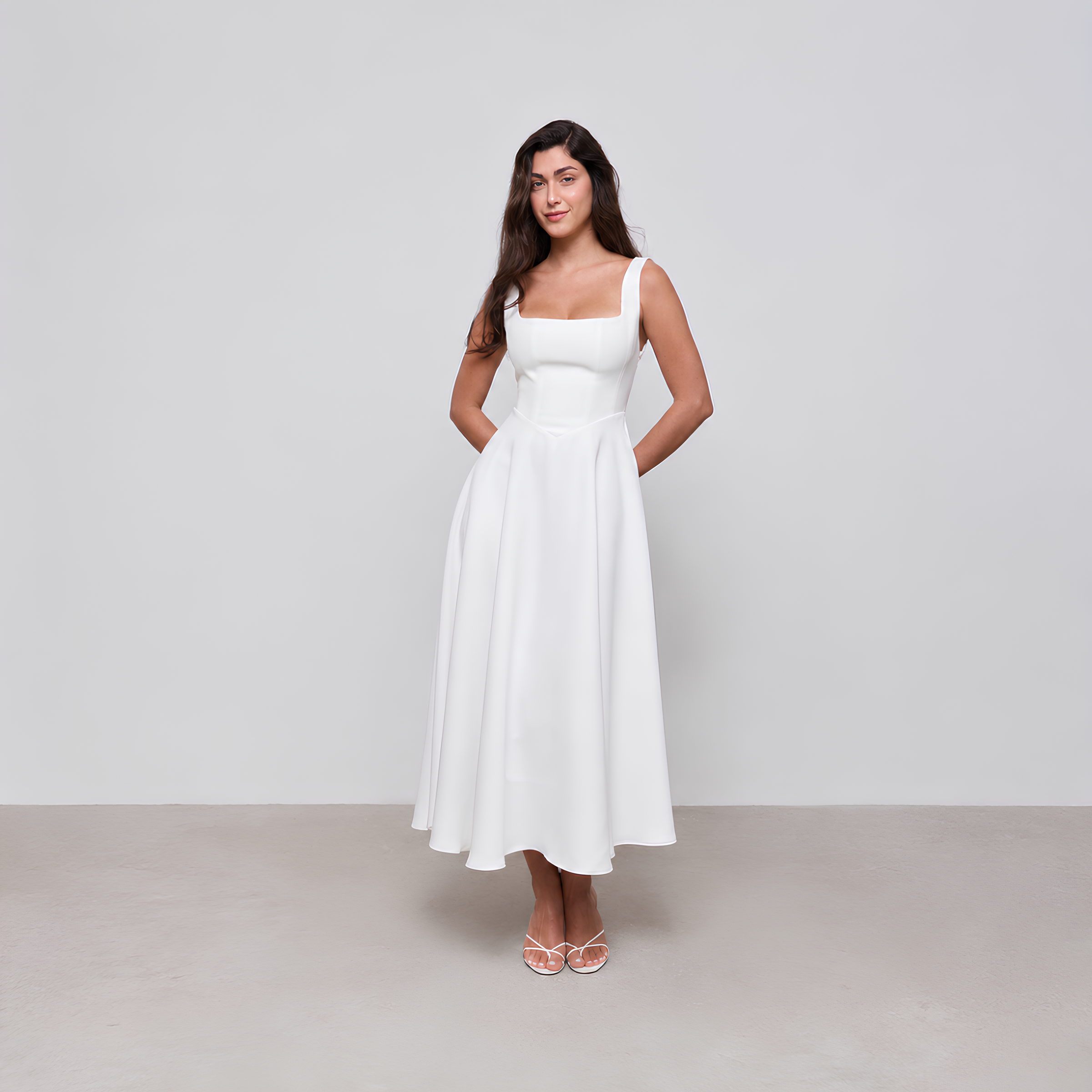 Square Neck Midi Dress Luna