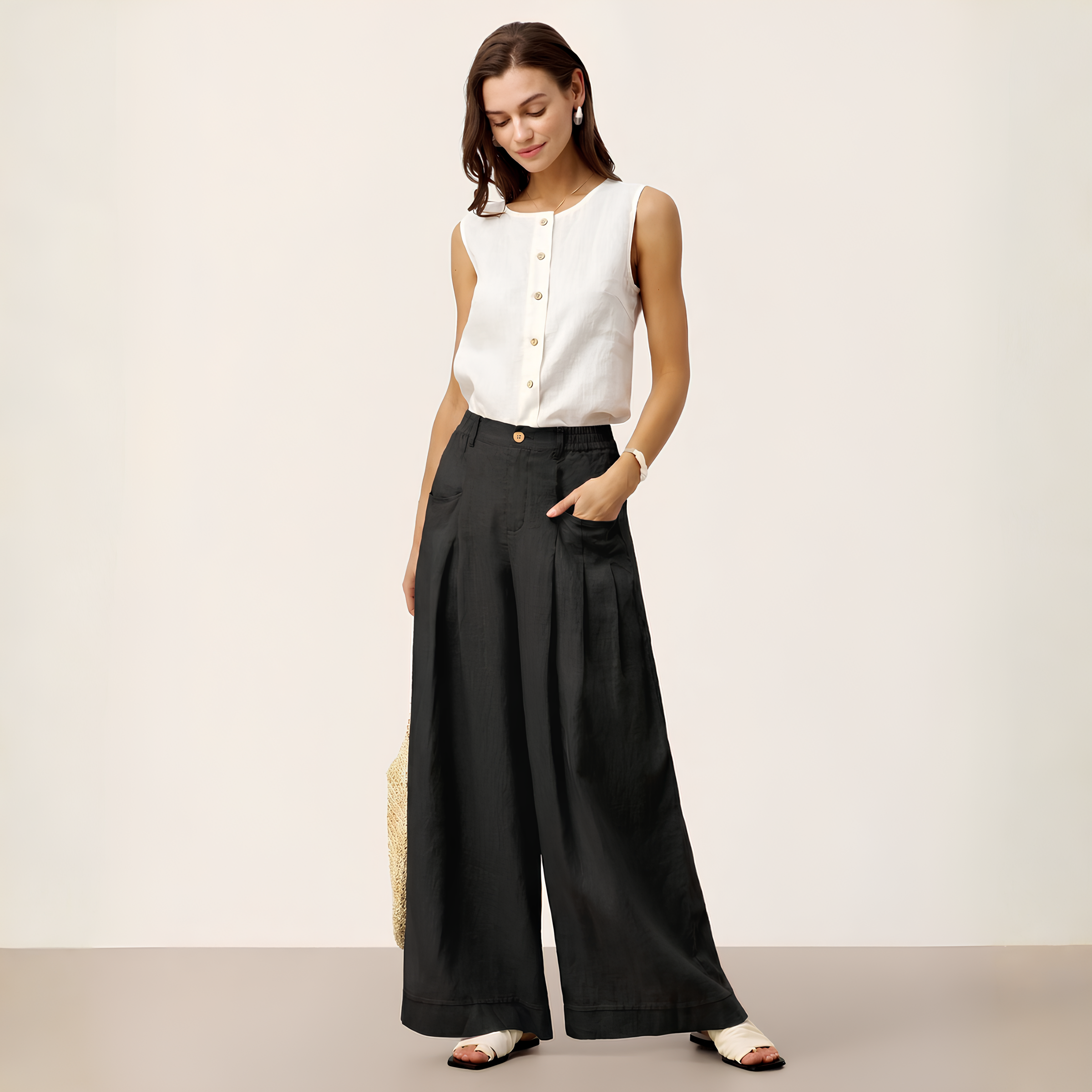 Vera Pleated Linen Trousers